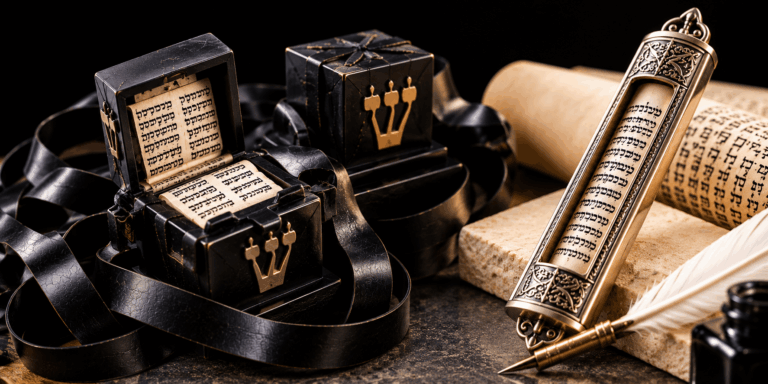 Sofer STaM writing sacred Hebrew text on kosher parchment