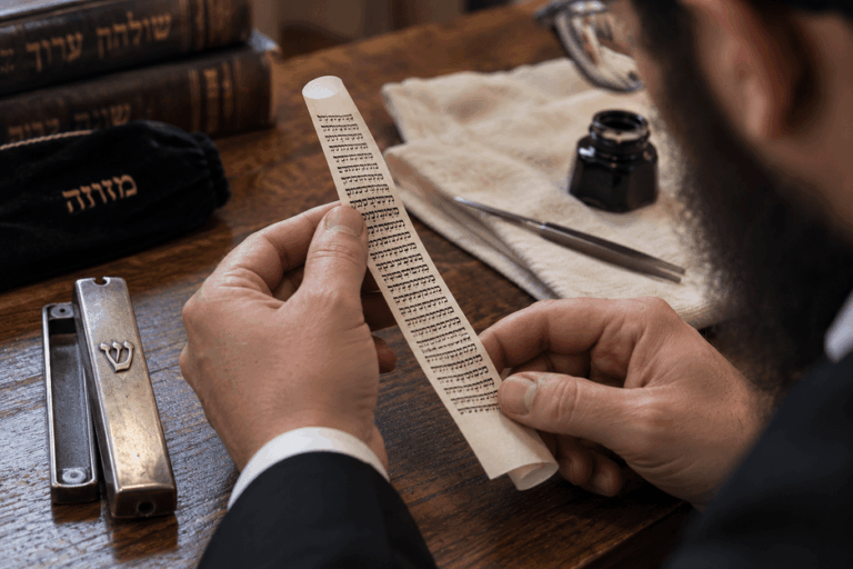 Mezuzah parchment inspected by a certified Sofer STaM
